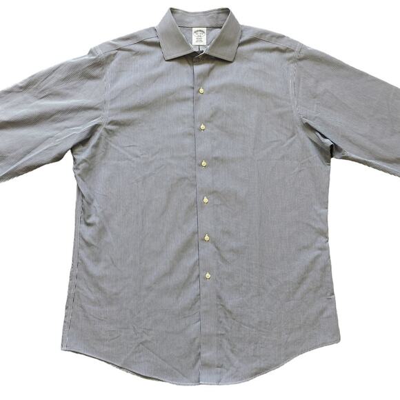 Brooks Brothers Blue and White Button Down Long Sleeve Dress Shirts 16.5 - 4/5 - Picture 13 of 16